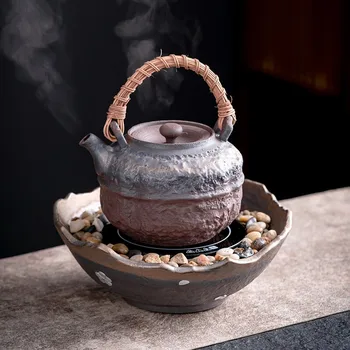 Mo Shou Retro Kumtaşın Yaldız Elektrikli Seramik Soba Çay Makinesi Seti Ev Seramik Kung Fu Sağlık Pot Cam Özel Çay Demlemek