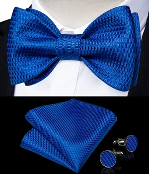 Moda erkek Öz-kravat Papyon Mendil Cuffliks Setleri Katı Paisley papyon Düğün Damat için Adam Kelebek Knot İş