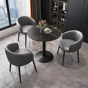 Modern ithal kaya kurulu masaüstü ışık lüks resepsiyon müzakere masa ve sandalye kombinasyonu İskandinav otel ön büro ev