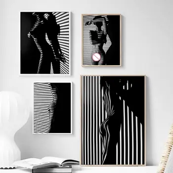 Modern Siyah Beyaz Çıplak Sanat Kadın Seksi Vücut Tuval Posterler ve Baskılar İskandinav Duvar Sanatı Resimleri için Oturma Odası yatak odası dekoru