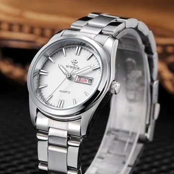 Montre Femme 2021 Wwoor Moda Bayanlar Saatler Su Geçirmez Kuvars Gümüş Saat Kadınlar Otomatik Tarih Elbise kol saati Reloj Mujer