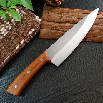 Mutfak Bıçakları Cleaver Şef Dilimleme Et Balık Meyve Kesici Suşi katı ahşap Kasap Paslanmaz Çelik Maket Bıçağı