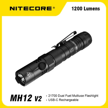 NİTECORE MH12 V2 CREE XP-L2 V6 LED USB-C Şarj Edilebilir El Feneri Dahil 1200 Lümen 5000mAh NL2150 Pil Açık Arama Meşale
