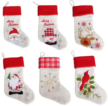 Noel Noel Baba Çorap Kardan Adam hediye çantası Nakış Noel Çorap Ağacı Asılı Dekorasyon İçin Parti Dekor Süsler SN3732