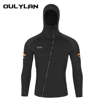 Oulylan Wetsuit Ceket 1.5 mm Ön Fermuar dalgıç kıyafeti Sörf Şnorkel Dalış Kış mayo Sıcak Tutmak Hoodie