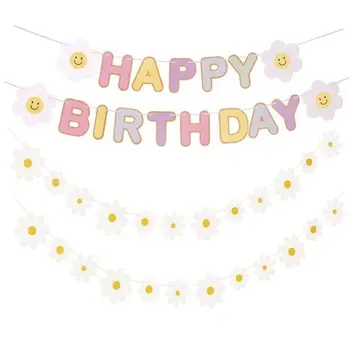Papatya Doğum Günü Partisi afiş Mutlu Doğum Günü Asılı kiraz kuşu Bebek Duş Ayçiçeği Bayrağı Çocuklar Doğum Günü Partisi Arka Plan Süslemeleri