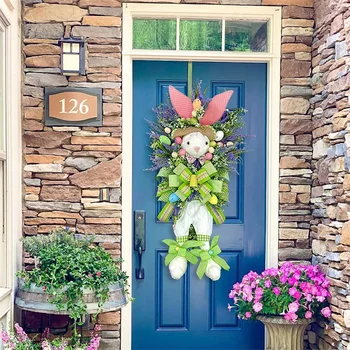 Paskalya tavşanı Çelenk Ön Kapı İçin paskalya tavşanı Kapı Kolye Süs Paskalya Ev Dekor İçin paskalya bahçe dekorasyonu Malzemeleri