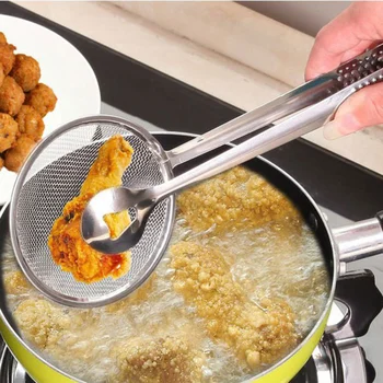 Paslanmaz Çelik Yağ Kızartma Skimmer Filtre Süzgeç BARBEKÜ gıda maşası Kelepçe Salata Süzgeç Izgara Pişirme Araçları Mutfak Aksesuarları