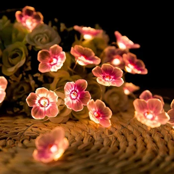 Pembe Kiraz Çiçeği Gece Lambası Noel Tatili dekorasyon Led Açık Güneş Kiraz Çiçeği Asılı Küçük Gece Lambası