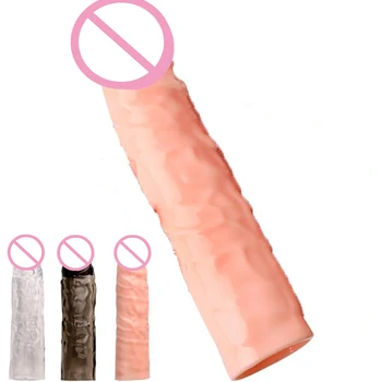 Penis Uzatıcı Prezervatif Seks Oyuncak Gecikme Boşalma 18CM Büyük Horoz Halka Kullanımlık prostat masaj aleti Kol Erkekler için Yetişkin Ürün