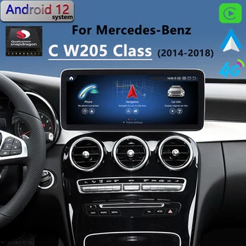 Qualcomm Mercedes Benz C Sınıfı İçin W205 C200 C260 C300 Android 12 Araba Radyo GPS Navigasyon CarPlay Multimedya Oynatıcı HD Ekran
