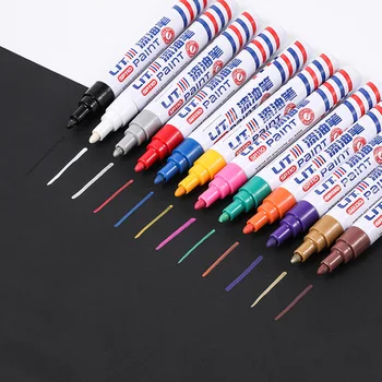 Renkli boya kalemi Kalem Su Geçirmez Kalıcı Beyaz İşaretleyiciler Lastik Sırtı Kauçuk Kumaş Boya Metal Yüz Sanat Kalıcı boya kalemi