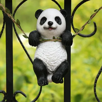 Sevimli Panda Salıncak Ağacı Asılı Reçine Heykelcik Bahçe Dekorasyon