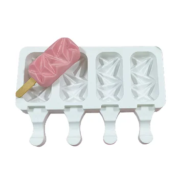 Silikon Dondurma Kalıpları 4 Hücre Buz Küpü Tepsi Gıda Güvenli buzlu şeker Makinesi DIY Ev Yapımı Dondurucu Buz Lolly Kalıp Ev Dondurma araçları