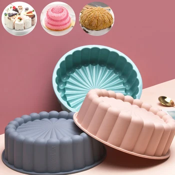 Silikon Kek Kalıbı Büyük kek tava Gıda sınıfı silikon kalıp yapışmaz, yuvarlak Doğum Günü Partisi için Ekmek Ann / Ballerine Kek kalıbı