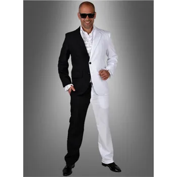 Siyah Beyaz Patchwork Erkekler Suit Slim Fit 2 Parça Blazer Son Pantolon Ceket Tasarımları Ternos Smokin Custom Made Damat Balo Suits