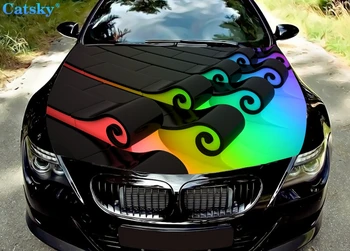 Soyut Renkler 2 Araba Kaput Vinil Çıkartmalar kaplama vinil Film Motor Kapağı Çıkartmaları Sticker Araba Aksesuarları Araba Hood Koruyucu