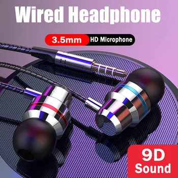 Stereo Bas Kulaklık Kulak 3.5 MM Kablolu Kulaklık Spor mikrofonlu kulaklık Metal HİFİ Kulaklık Xiaomi Samsung Huawei Telefonları