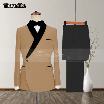 Thorndike Son Pantolon Ceket Tasarımları Slim Fit Sigara Ceket Parti Smokin Erkek Elbise Kruvaze Düğün Damat Erkek Takım Elbise