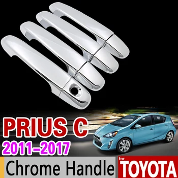 Toyota Prius C 2011-2017 için Krom kulp kılıfı Trim Seti AQUA 2012 2013 2014 2015 2016 4Dr Araba Aksesuarları Sticker Araba Styling