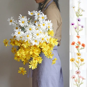 Yapay İpek Papatya Çiçek Buketleri Düğün Parti Simülasyon Papatya Çiçek Gelin El Çiçekleri Ev Süsler Süslemeleri