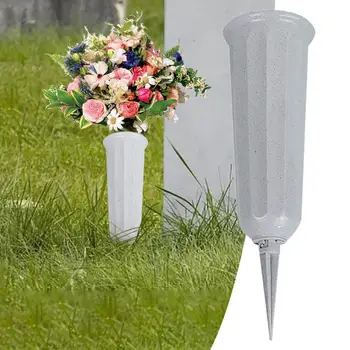 Yapay çiçek Vazo T-şekil Ayrılabilir Plastik Açık Mezar Mezarlık Çim Çiçek Düzenleme Vazolar için Başak ile Parkı