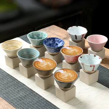 Yaratıcı retro seramik kahve fincanı seramik kupa su bardağı konik kahve fincanı