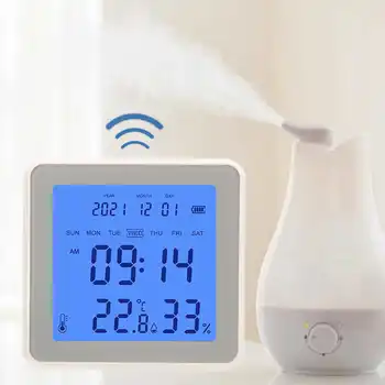 Yatak Odası Mutfak Banyo için 3.2 inç LCD Ekranlı Akıllı Sıcaklık Nem Sensörü