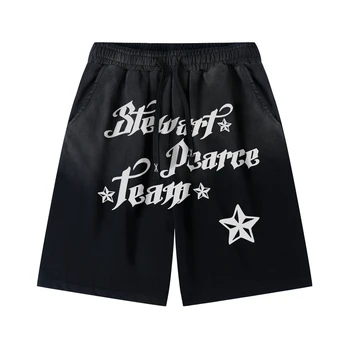 Yaz Kadın Pamuk Rahat Şort Gotik Hip Hop Yıldız Baskı Sweatpants Sıkıntı Yıkanmış Streetwear Jogger kısa pantolon Unisex