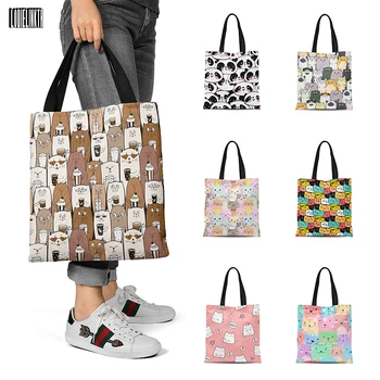 Yeni Sevimli Kadın Harajuku Tuval Tote Çanta Karikatür Hayvan Çanta Kullanımlık EKO alışveriş çantası Yüksek Kaliteli Okul Kız omuzdan askili çanta