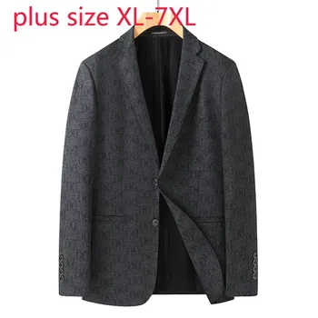 Yeni Varış Moda Süper Büyük Sonbahar Erkekler Rahat Baskı Takım Elbise Ceket Tek Göğüslü Blazers Artı Boyutu XL 2XL 3XL 4XL5XL 6XL 7XL