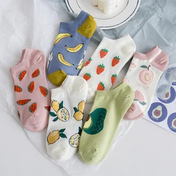 Yeni Yaz Kadın Kısa Çorap Avokado Karpuz Şeftali Çilek Muz Meyve Serisi Japonya Tarzı Rahat Harajuku Pamuk Çorap