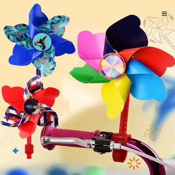 Çocuk Karikatür Bisiklet Fırıldak Renkli Fırıldak Uzun Kutup / Kısa Kutup Fırıldak Çocuk Scooter Gidon Dekoratif Aksesuarları