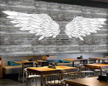 Özel duvar kağıdı Avrupa ve Amerikan el-boyalı kanatları bar kahve dükkanı arka plan duvar dekoratif boyama duvar papier peint